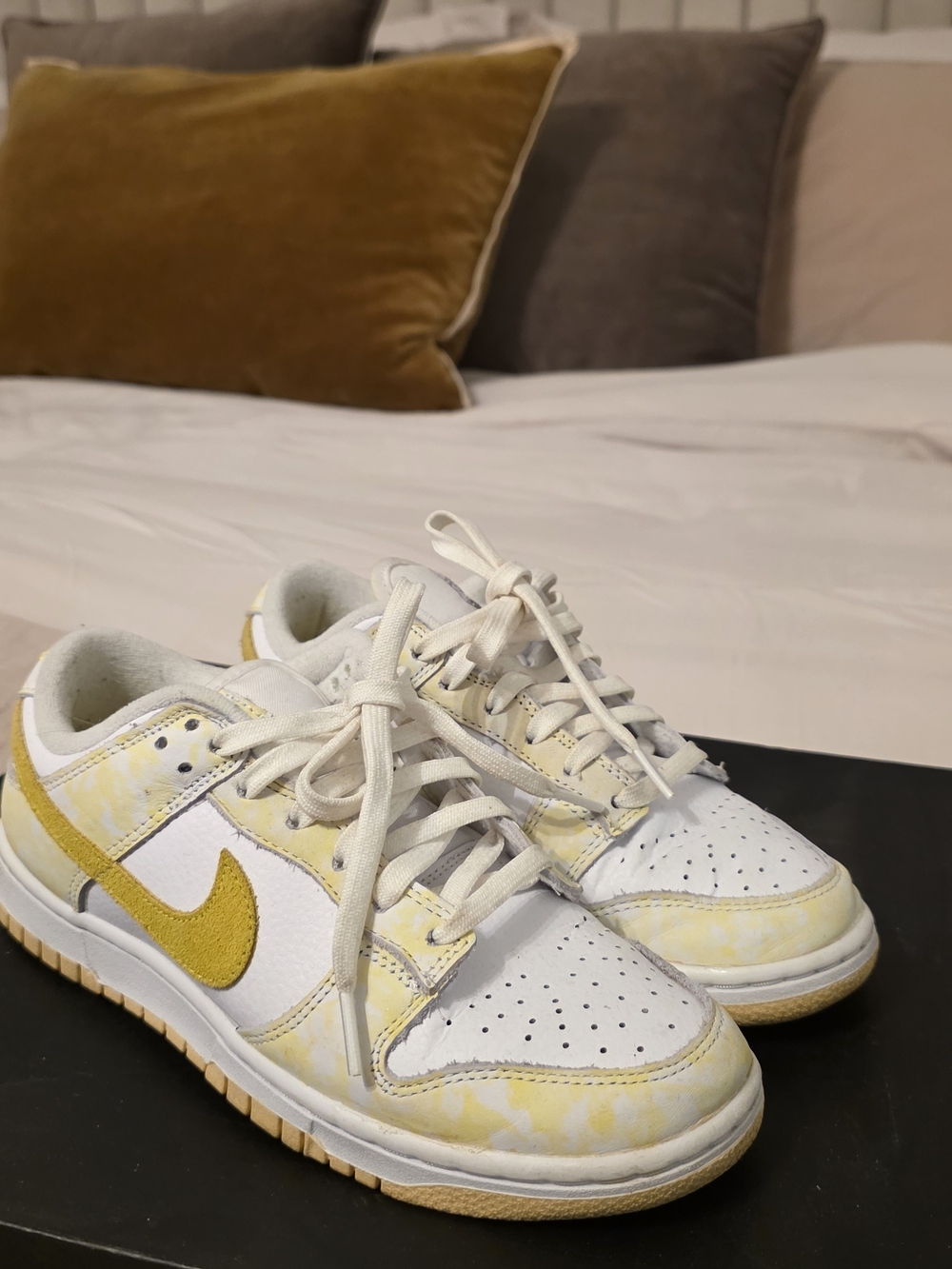 White and Yellow Athletic Sneakers -  Casual Shoes